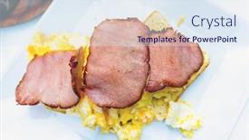  Presentation with classical - Cool new PPT theme with classical-english-breakfast-with-egg backdrop and a sky blue colored foreground