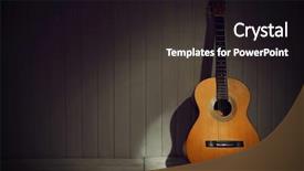  Presentation with classical - Audience pleasing theme consisting of classical guitar on wooden background backdrop and a wine colored foreground