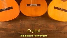  Presentation with classical - Beautiful PPT theme featuring classical-guitars-in-wooden-background backdrop and a tawny brown colored foreground