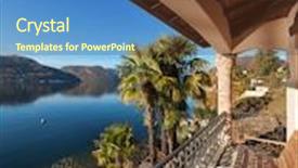  Presentation with classical - Slide set enhanced with classical house nice terrace overlooking the lake background and a tawny brown colored foreground