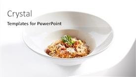  Presentation with pasta restaurant - Amazing slides having classical-italian-spaghetti-with-tomatoes backdrop and a white colored foreground