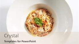  Presentation with pasta restaurant - Slide set consisting of classical-italian-spaghetti-with-tomatoes background and a lemonade colored foreground