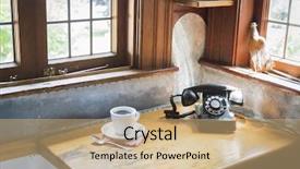  Presentation with pen laptop coffee cup clips - Cool new presentation theme with barman decorating a glass filled with a murky alcoholic drink using red berries on the bar counter backdrop and a tawny brown colored foreground.