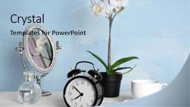  Presentation with alarm - Amazing slide deck having classical period - composition with alarm clock backdrop and a light blue colored foreground