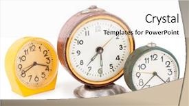  Presentation with old clock time antique - Cool new PPT theme with classical period - old alarm clocks backdrop and a white colored foreground