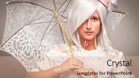  Presentation with top hat - Amazing slide deck having classical period - pretty white haired woman wearing backdrop and a lemonade colored foreground