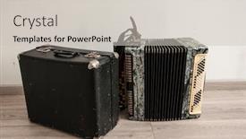  Presentation with accordion instrument - Amazing PPT theme having classical-retro-bayan-accordion-musical backdrop and a light gray colored foreground