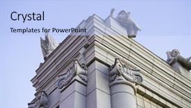  Presentation with modern building - Audience pleasing PPT theme consisting of classical style columns in ionic backdrop and a  colored foreground