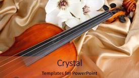  Presentation with classical - Amazing slide deck having classical violin on fabric background backdrop and a red colored foreground