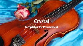  Presentation with classical - Slides consisting of classical violin on fabric background background and a tawny brown colored foreground