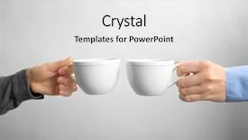  Presentation with blank - Slide set having classictemplates - blank white cups in hands background and a white colored foreground