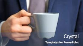  Presentation with cup trophy star award - Presentation theme consisting of classictemplates - man holding blank cup closeup background and a ocean colored foreground