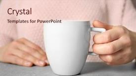  Presentation with golden trophy cup - Presentation theme with classictemplates - woman holding blank cup closeup background and a lemonade colored foreground