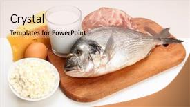  Presentation with protein food - Slides with classification - food high in protein isolated background and a lemonade colored foreground