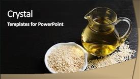  Presentation with oil seeds - Slide deck with classification - sesame seeds and oil background and a black colored foreground