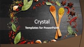 Presentation with spices - Cool new PPT theme with classification - spices frame on wooden table backdrop and a dark gray colored foreground