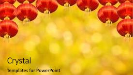  Presentation with chinese lantern - Audience pleasing PPT theme consisting of classification images - chinese red lantern decoration backdrop and a gold colored foreground