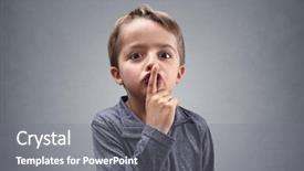  Presentation with lips - Amazing slides having classified - boy with finger on lips backdrop and a gray colored foreground