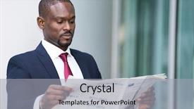  Presentation with newspaper - Audience pleasing theme consisting of classified - portrait of a businessman reading backdrop and a light gray colored foreground