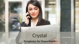  Presentation with classified - Cool new slide deck with classified ads - beautiful woman reading a newspaper backdrop and a light gray colored foreground