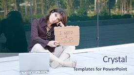  Presentation with classified - Cool new presentation theme with classified ads - businesswoman looking for a job backdrop and a sky blue colored foreground