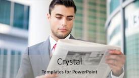  Presentation with classified - Slide deck featuring classified ads - portrait of a young business background and a light gray colored foreground