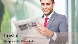  Presentation with classified - Presentation theme with classified ads - portrait of a young business background and a soft green colored foreground