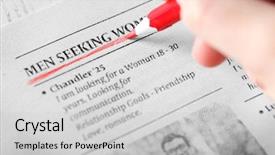  Presentation with search - Amazing slide deck having classified ads - search newspaper advertisements for information backdrop and a light gray colored foreground