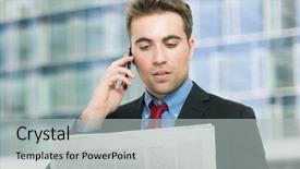  Presentation with reading - Cool new PPT theme with classified ads - young man talking backdrop and a light gray colored foreground