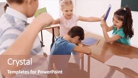  Presentation with school bullying - Slide set enhanced with classmate from bullying in school background and a coral colored foreground
