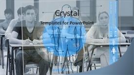  Presentation with body biology - Cool new PPT theme with classmates concentrated on futuristic interface backdrop and a light blue colored foreground