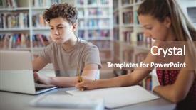  Presentation with classmates - Cool new theme with classmates doing homework in library backdrop and a coral colored foreground