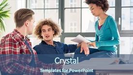  Presentation with american university - Presentation design consisting of classmates for a group assignment background and a ocean colored foreground