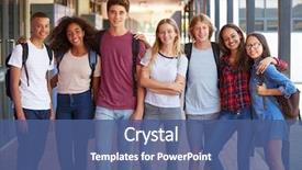  Presentation with teenage - PPT layouts enhanced with classmates standing in high school background and a ocean colored foreground