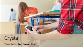  Presentation with learning technology - Colorful presentation design enhanced with classroom - education high school learning technology backdrop and a soft green colored foreground