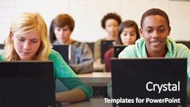  Presentation with high school students - Beautiful PPT theme featuring classroom - group of high school students backdrop and a dark gray colored foreground