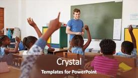  Presentation with kids hand sanitizer - Audience pleasing slide set consisting of classroom - kids raising hands to teacher backdrop and a tawny brown colored foreground