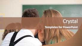  Presentation with managing finances during college - Slide deck enhanced with back school s classroom - schoolgirl whispering to her colleague's background and a tawny brown colored foreground