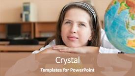  Presentation with school desk - Slides enhanced with s computer classroom - schoolgirl's portrait at school desk background and a coral colored foreground