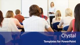  Presentation with class - Slides with classroom - students and tutor in class background and a navy blue colored foreground