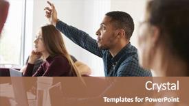  Presentation with students - Theme featuring classroom - students asking question whilst attending background and a coral colored foreground