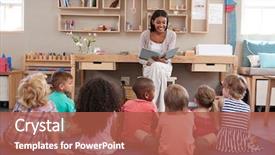  Presentation with montessori - Beautiful PPT layouts featuring classroom - teacher at montessori school reading backdrop and a red colored foreground