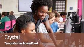  Presentation with high school students - Colorful PPT theme enhanced with classroom - teacher helping female pupil line backdrop and a tawny brown colored foreground