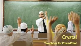  Presentation with classroom - Cool new PPT layouts with islam - classroom activities teacher and children backdrop and a tawny brown colored foreground