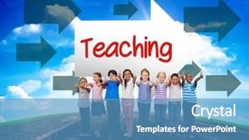  Presentation with teaching - Beautiful PPT theme featuring classroom against railway leading backdrop and a teal colored foreground