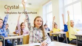  Presentation with elementary - Slide deck consisting of classroom and raising hands background and a lemonade colored foreground