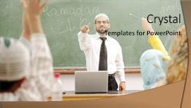  Presentation with children education - Audience pleasing PPT theme consisting of education activities in classroom at school happy children learning backdrop and a light gray colored foreground