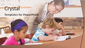  Presentation with elementary school - Amazing PPT theme having classroom at the elementary school backdrop and a lemonade colored foreground