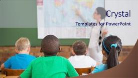  Presentation with elementary school career day - Presentation theme with classroom at the elementary school background and a sky blue colored foreground