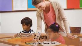  Presentation with elementary school career day and technology and black female teacher - Cool new presentation with classroom at the elementary school backdrop and a coral colored foreground